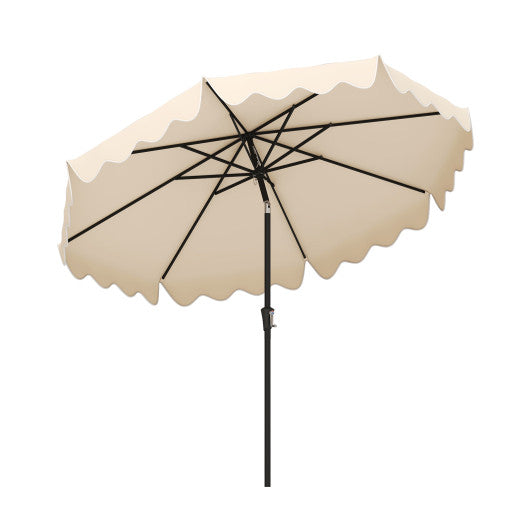 9 Feet Patio Umbrella with Crank Handle and Push Button Tilt - Beige