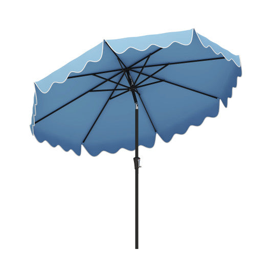 9 Feet Patio Umbrella with Crank Handle and Push Button Tilt - Navy