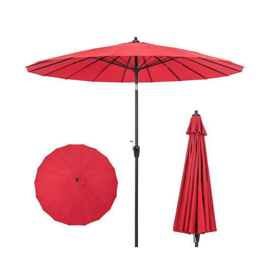 9 Feet Round Patio Umbrella with 18 Fiberglass Ribs - Wine