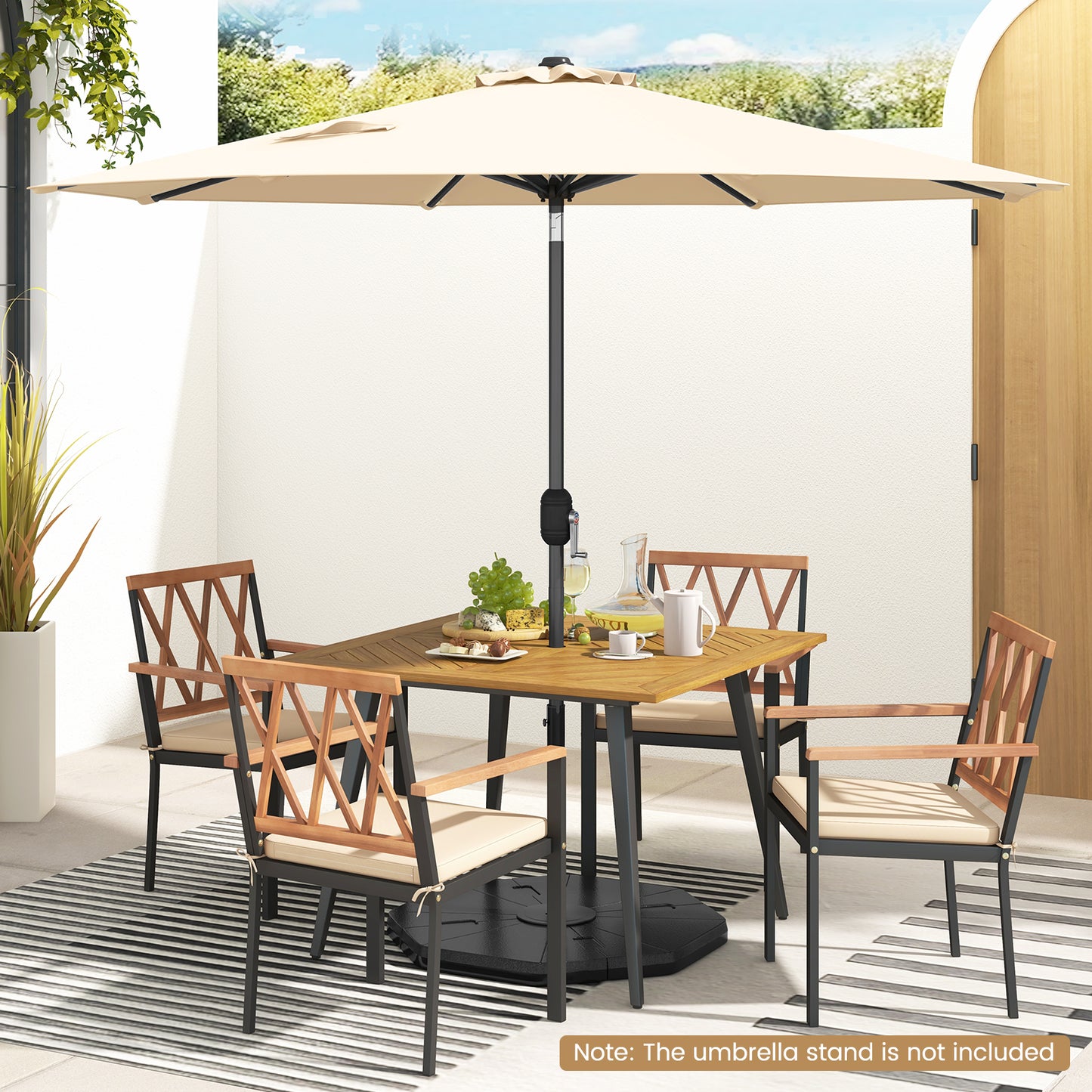 9 ft Outdoor Market Patio Table Umbrella Push Button Tilt Crank Lift