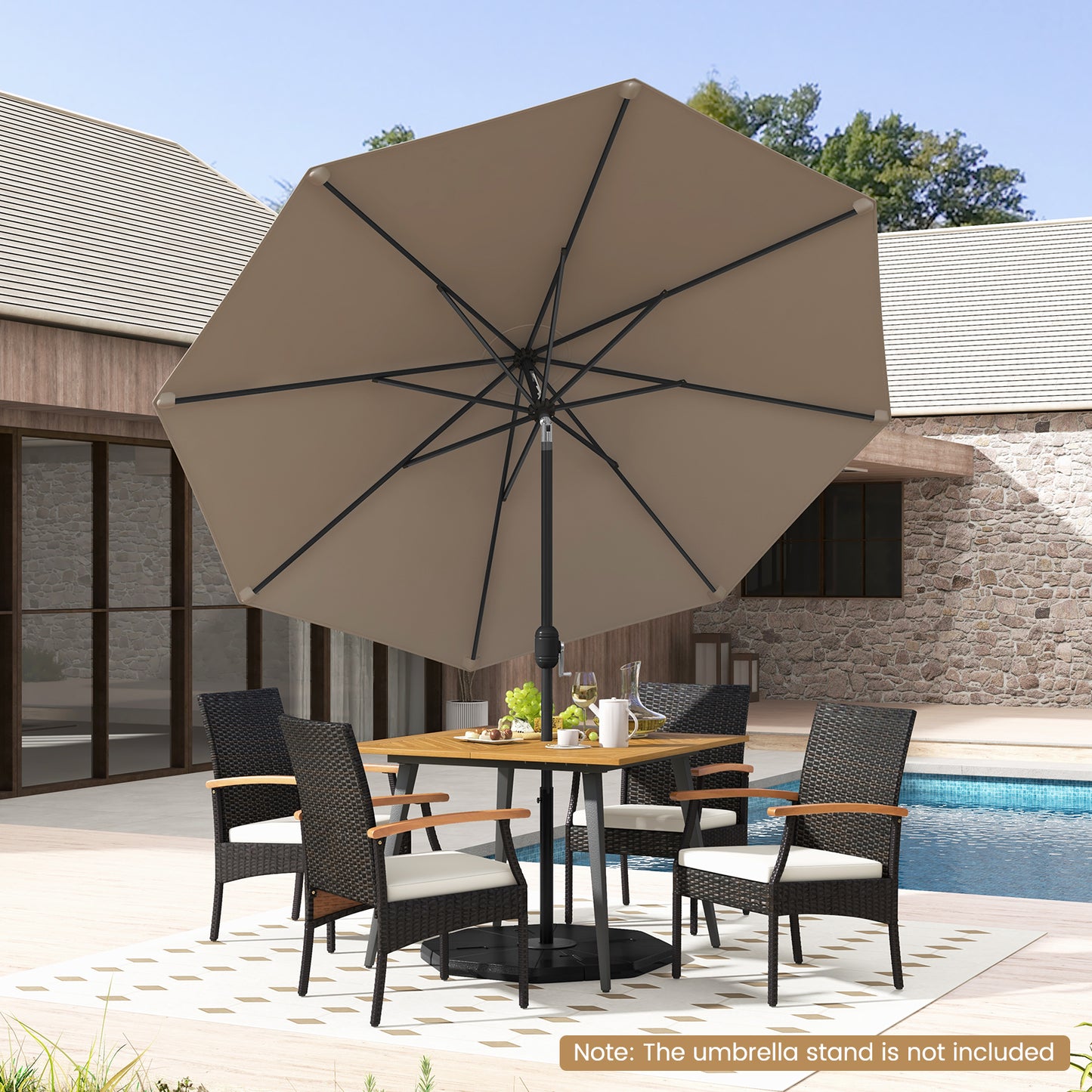 9 ft Outdoor Market Patio Table Umbrella Push Button Tilt Crank Lift