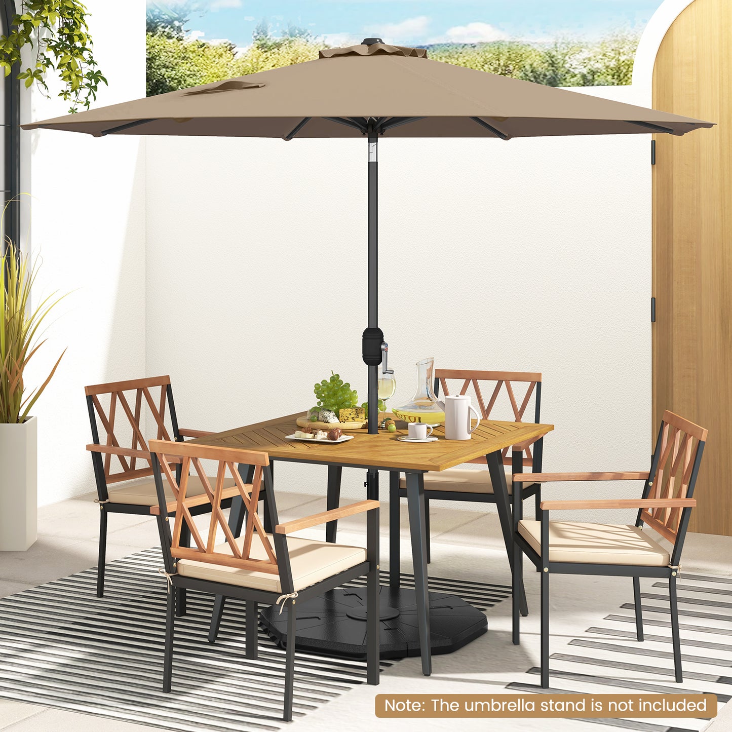 9 ft Outdoor Market Patio Table Umbrella Push Button Tilt Crank Lift