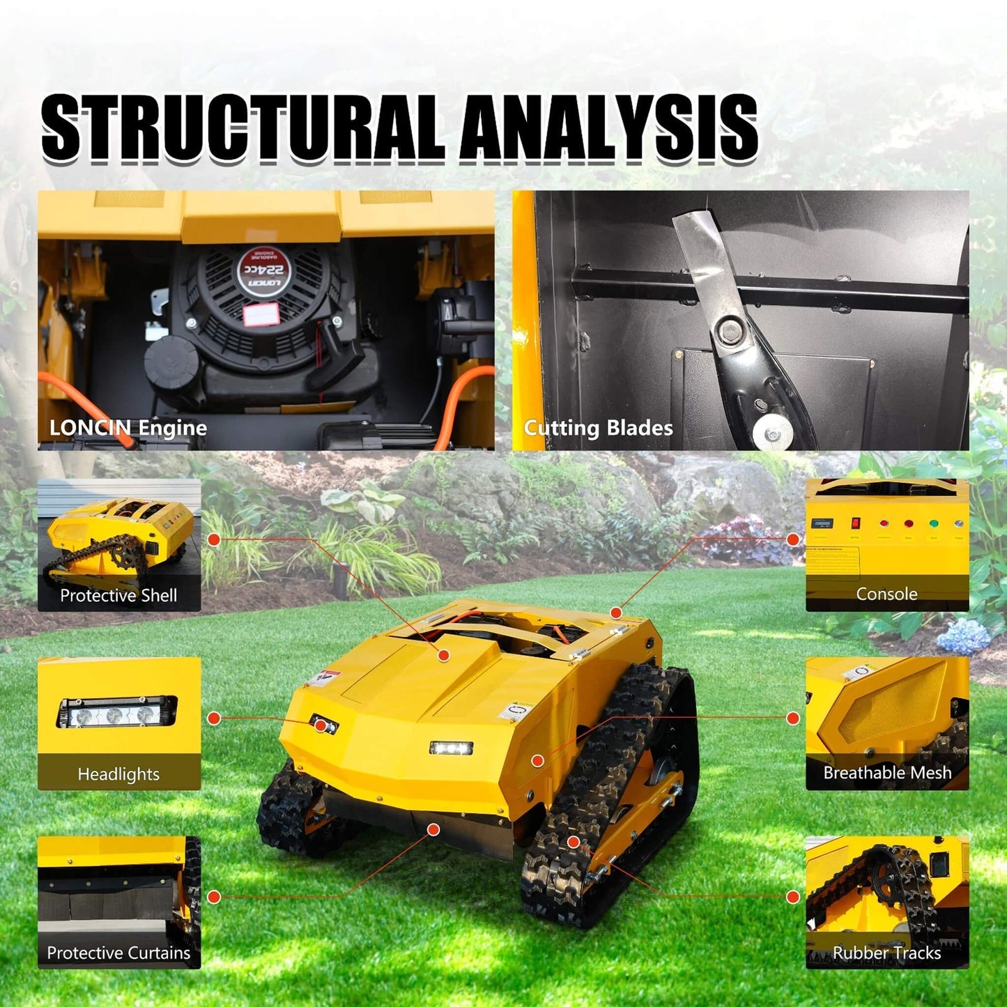 9HP 21-Inch Industrial Remote-Controlled Lawn Mower