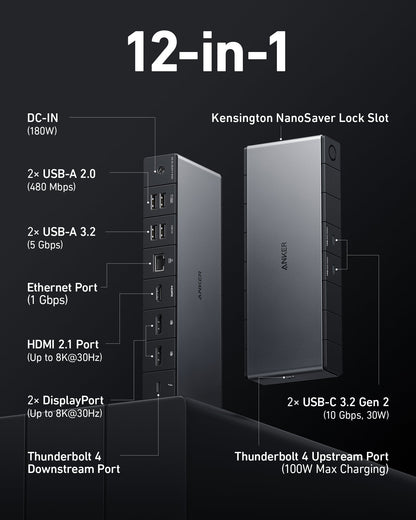 Anker 778 Thunderbolt Docking Station (12-in-1, Thunderbolt 4)