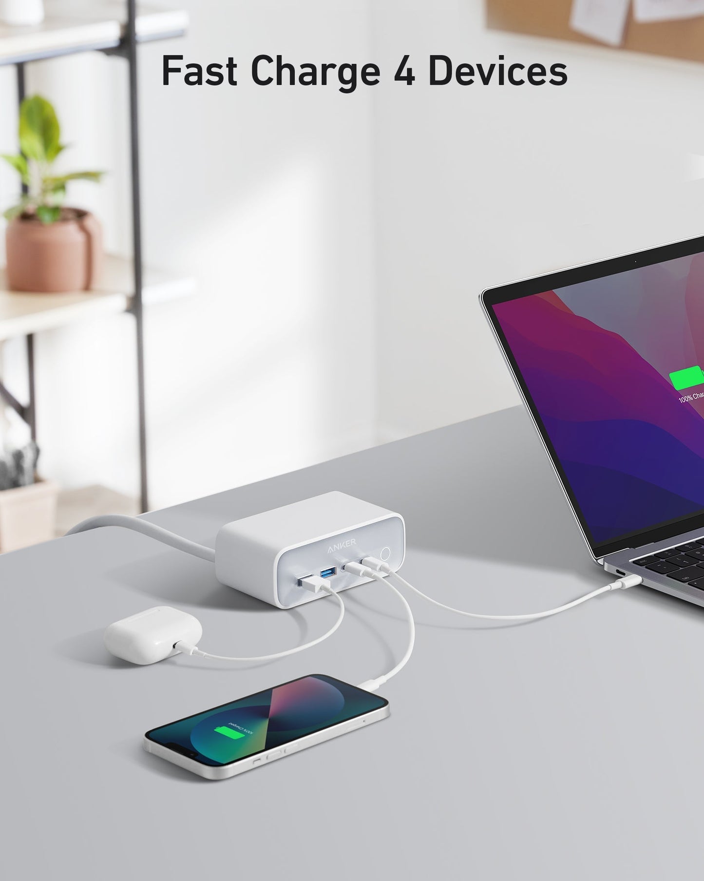 Anker 525 Charging Station - 2x USB-A 2x USB-C and 3x AC Outlets