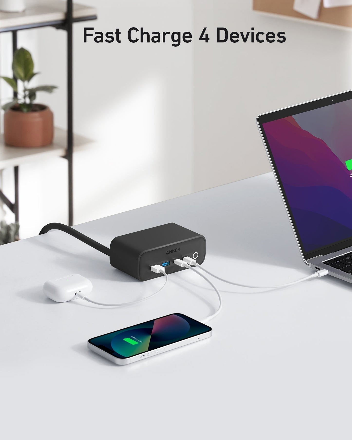 Anker 525 Charging Station - 2x USB-A 2x USB-C and 3x AC Outlets
