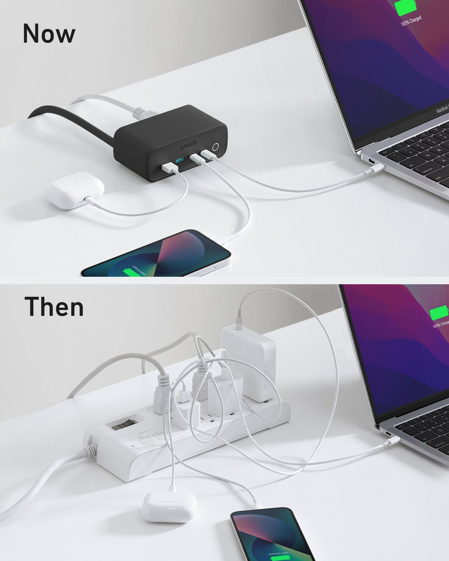 Anker 525 Charging Station - 2x USB-A 2x USB-C and 3x AC Outlets