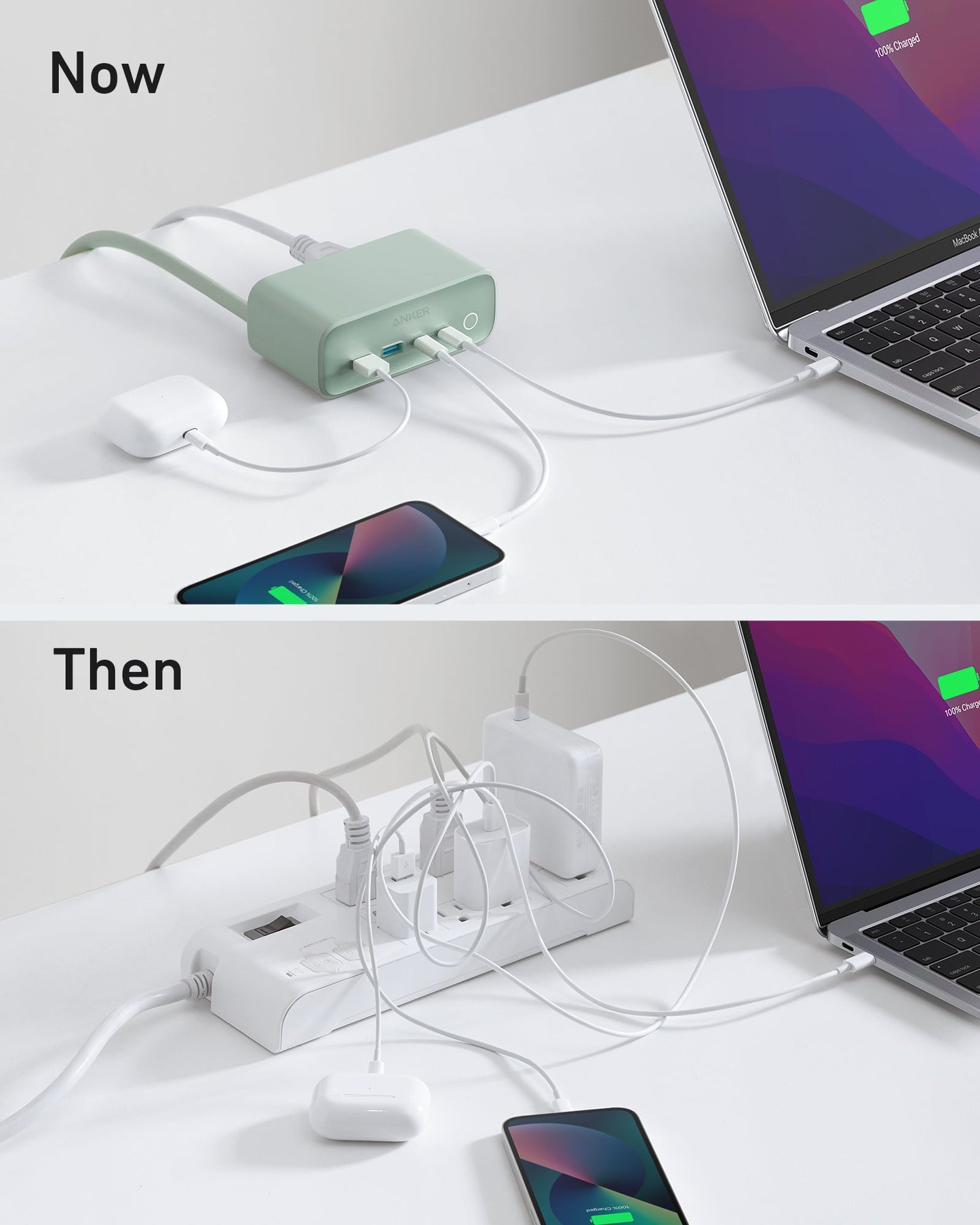 Anker 525 Charging Station - 2x USB-A 2x USB-C and 3x AC Outlets