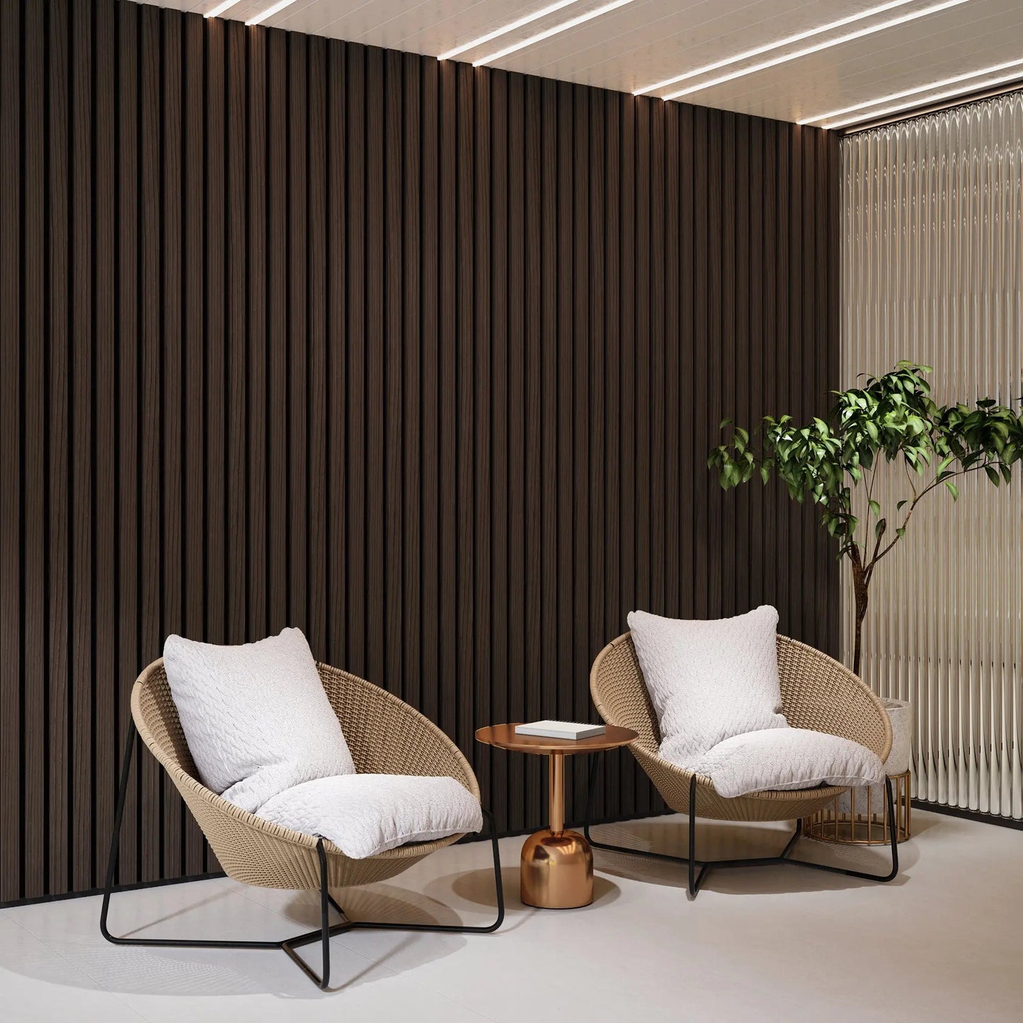 Solid Wood Acoustic Slat Wall Panels (Broad Strip)