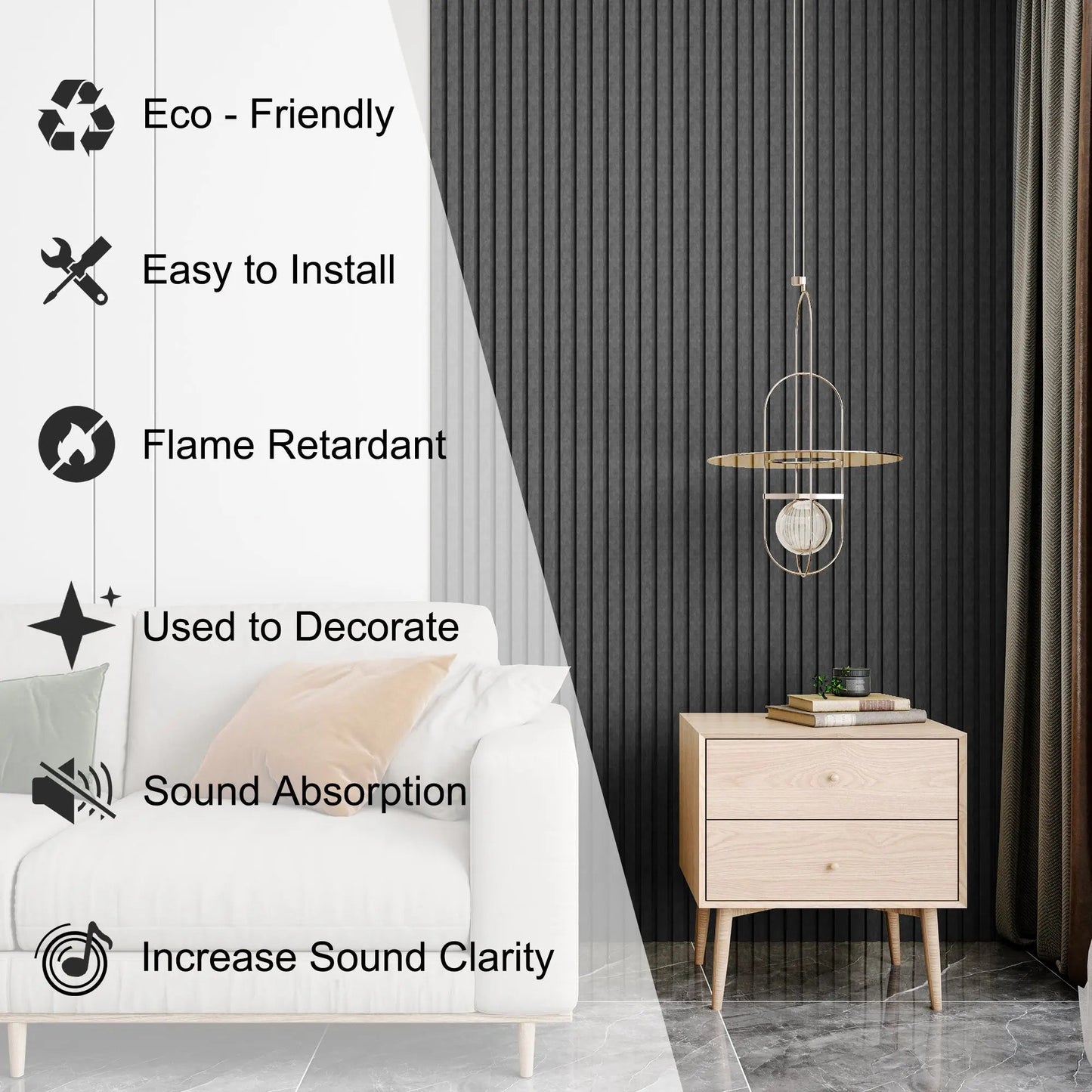 Acoustical 100% Polyester Wall Panel, 48" x 24" x 0.7" Sound Proof Wall Panels