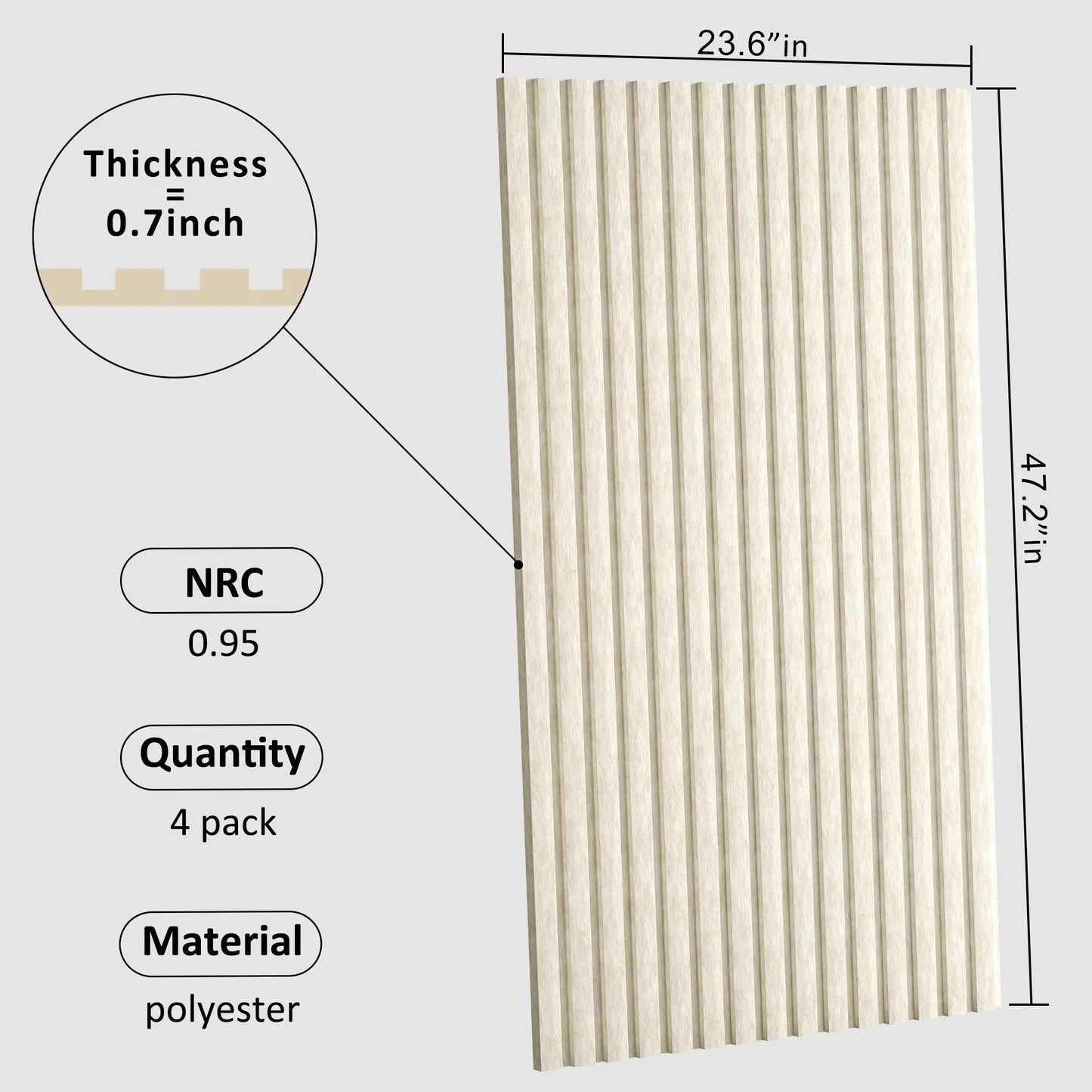 Acoustical 100% Polyester Wall Panel, 48" x 24" x 0.7" Sound Proof Wall Panels