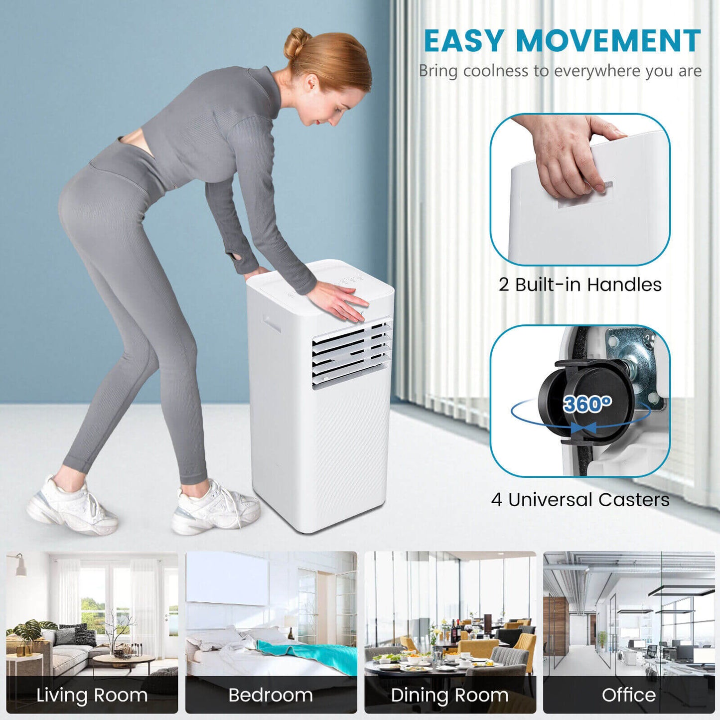 10000 BTU 4-in-1 Portable Air Conditioner with Dehumidifier and Sleep Mode