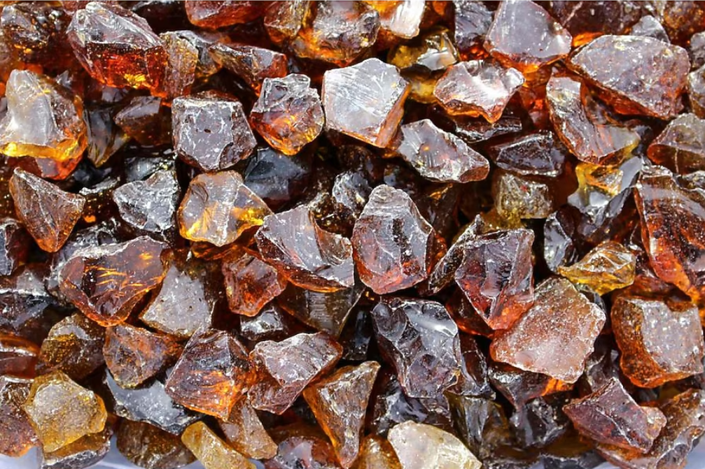Amber Fire Glass Medium Size (1/2"-3/4") - 25 LBS