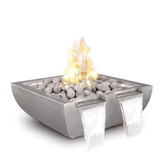 Avalon Stainless Steel Fire & Water Bowl Twin Spill - 36" - Match Lit