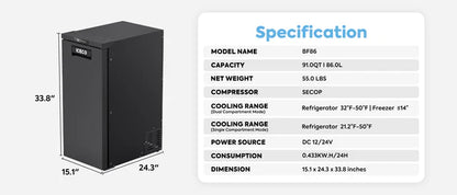 ICECO RV/Truck Refrigerator/Freezer - 86L