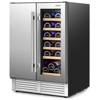 2-in-1 Beverage and Wine Cooler with Independent Temperature Control and LED Lights