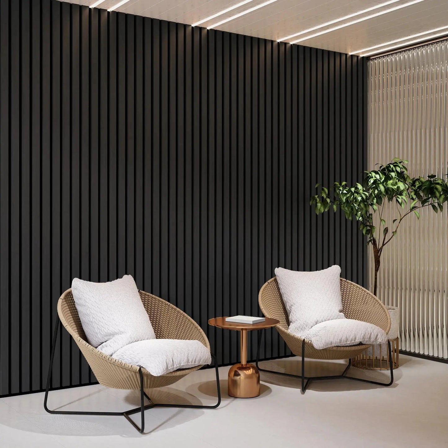 Solid Wood Acoustic Slat Wall Panels (Broad Strip)