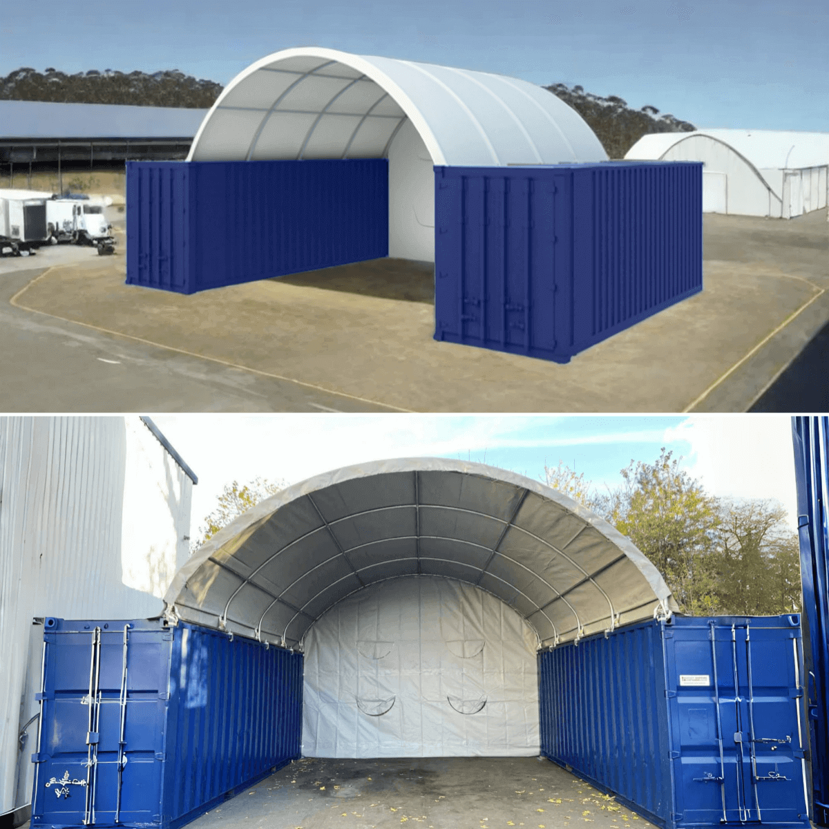 20FT x 20FT Container Shelter with Closed Back Panel