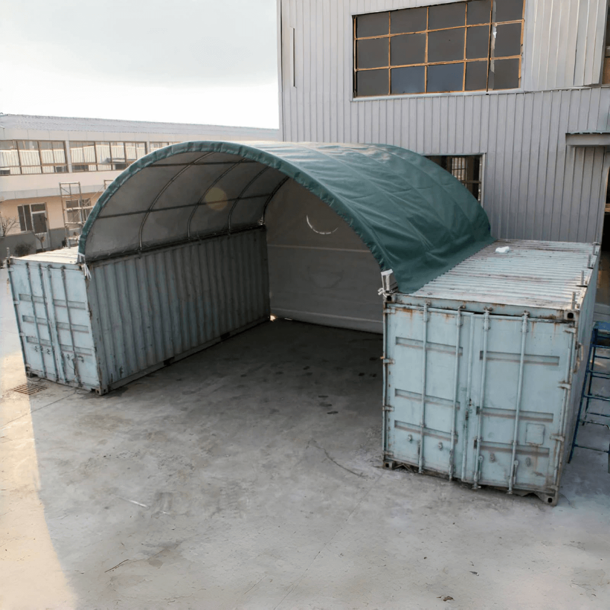 20FT x 20FT Container Shelter with Closed Back Panel