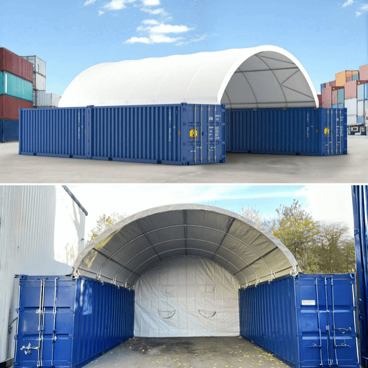 20FT x 40FT Container Shelter with Closed Back Panel