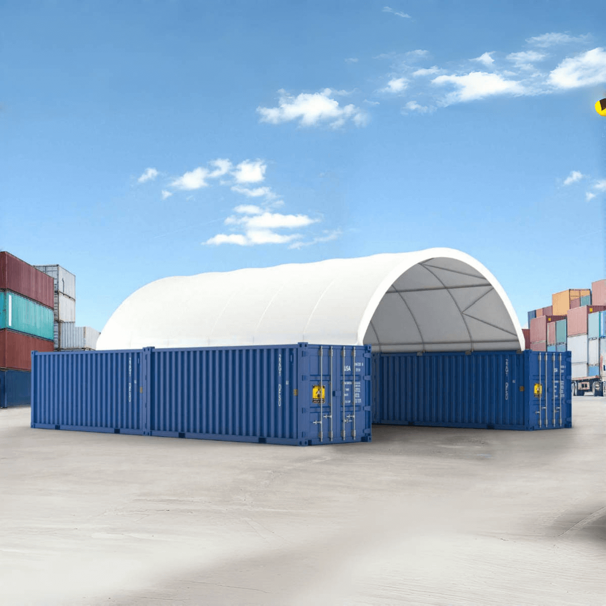 20FT x 40FT Container Shelter with Closed Back Panel