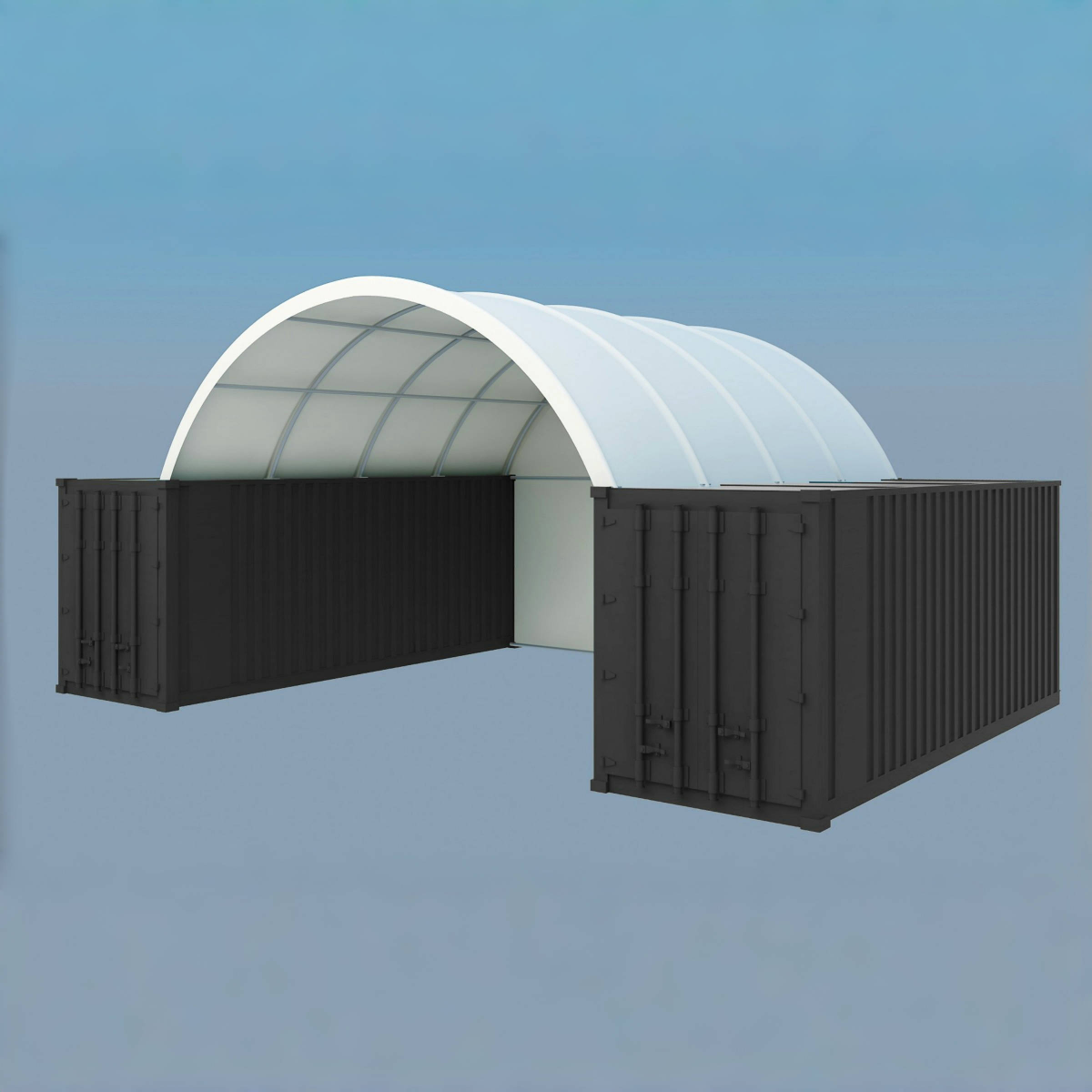 20FT x 40FT Container Shelter with Closed Back Panel