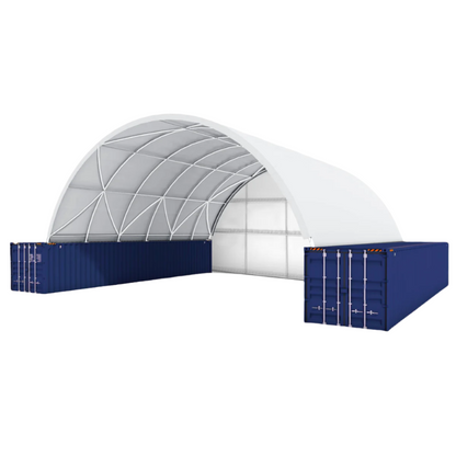 40FT x 40FT x 13FT Container Shelter with Closed Back Panel