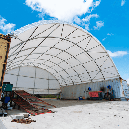 40FT x 40FT x 13FT Container Shelter with Closed Back Panel