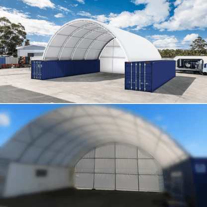 40FT x 40FT x 15FT Container Shelter with Closed Back Panel