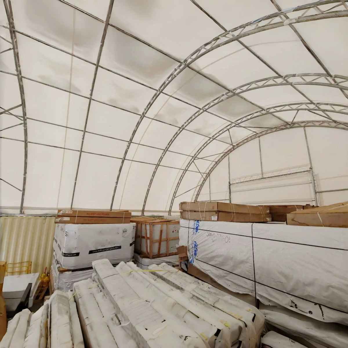 40FT x 40FT x 15FT Container Shelter with Closed Back Panel