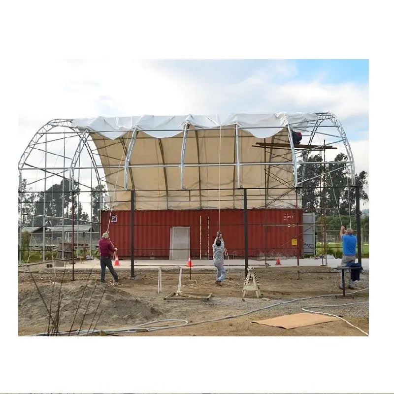 40FT x 40FT x 15FT Container Shelter with Closed Back Panel