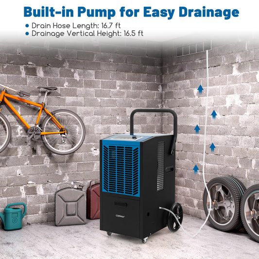 140 Pints Commercial Dehumidifier Crawl Space Dehumidifier with Pump and Drain Hose
