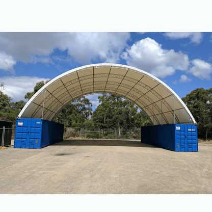 40FT x 40FT x 15FT Double Truss Shipping Container Canopy Shelter, Outside