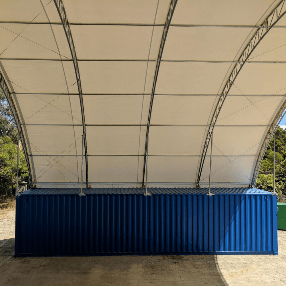 40FT x 40FT x 15FT Double Truss Shipping Container Canopy Shelter, Outside