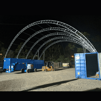40FT x 40FT x 15FT Double Truss Shipping Container Canopy Shelter, Outside