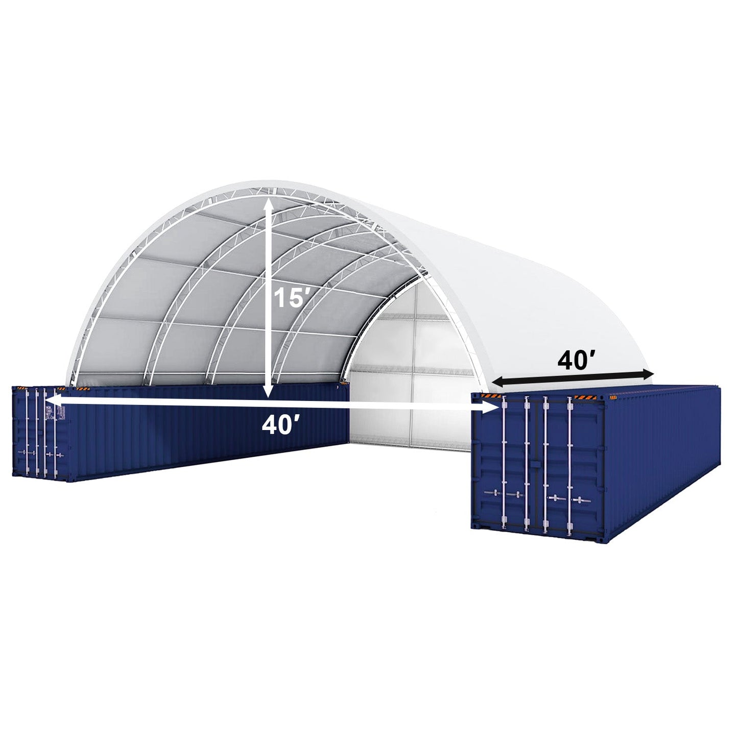 40FT x 40FT x 15FT Container Shelter with Closed Back Panel