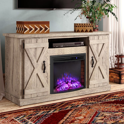 26" Curved Recessed Electric Fireplace Insert w/ Remote Control and Overheat Protection