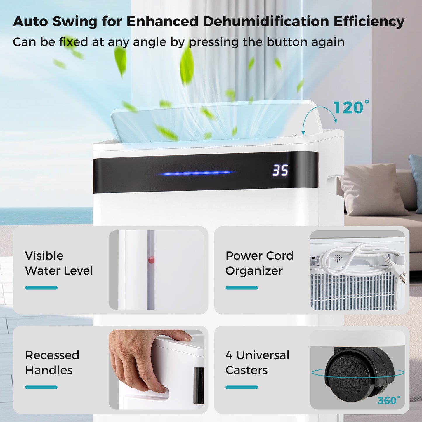 4500 Sq. Ft 57 Pint Dehumidifier for Home and Basement-White