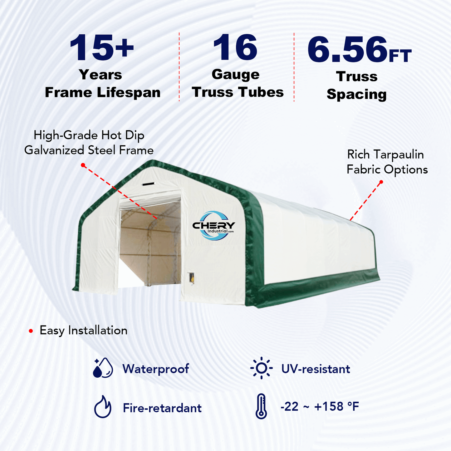 W 20FT x L 33FT x H 16FT Double Truss Storage Shelter