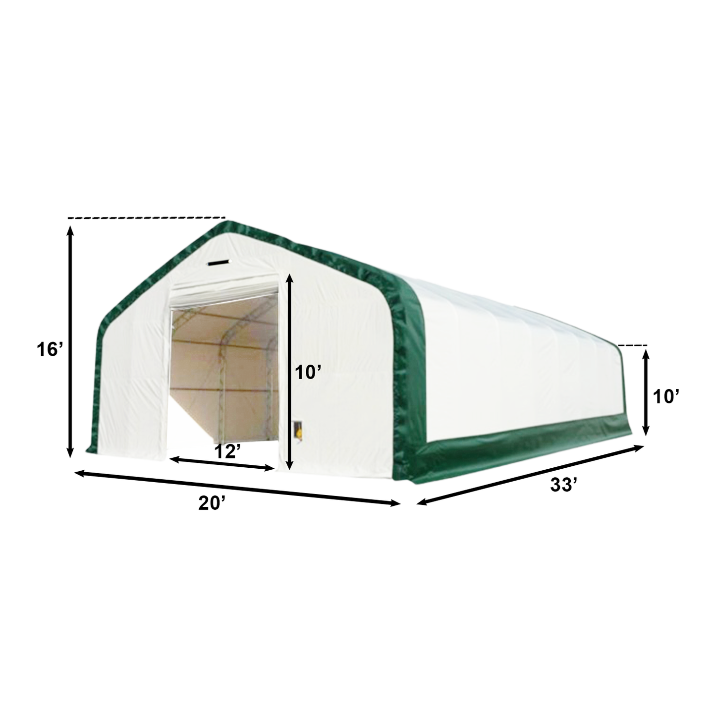 W 20FT x L 33FT x H 16FT Double Truss Storage Shelter