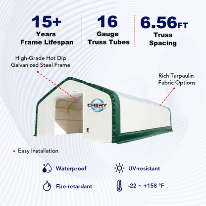 W 20FT x L 40FT x H 16FT Double Truss Storage Shelter