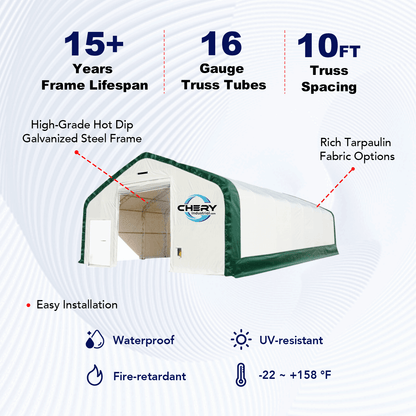 W 30FT x L 60FT x H 20FT Double Truss Storage Shelter