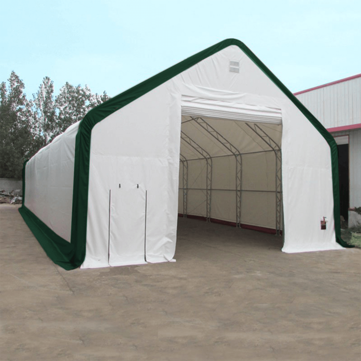 W 40FT x L 80FT x H 21FT Double Truss Storage Shelter, 8' Truss Spacing