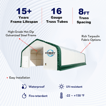 W 40FT x L 80FT x H 23FT Double Truss Storage Shelter