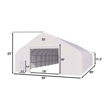 W 50FT x L 80FT x H 23FT Double Truss Storage Shelter
