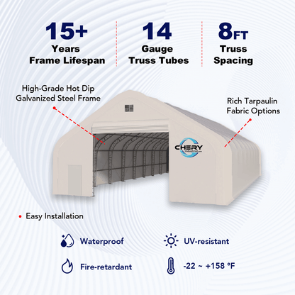 W 70FT x L 120FT x H 28FT Double Truss Storage Shelter