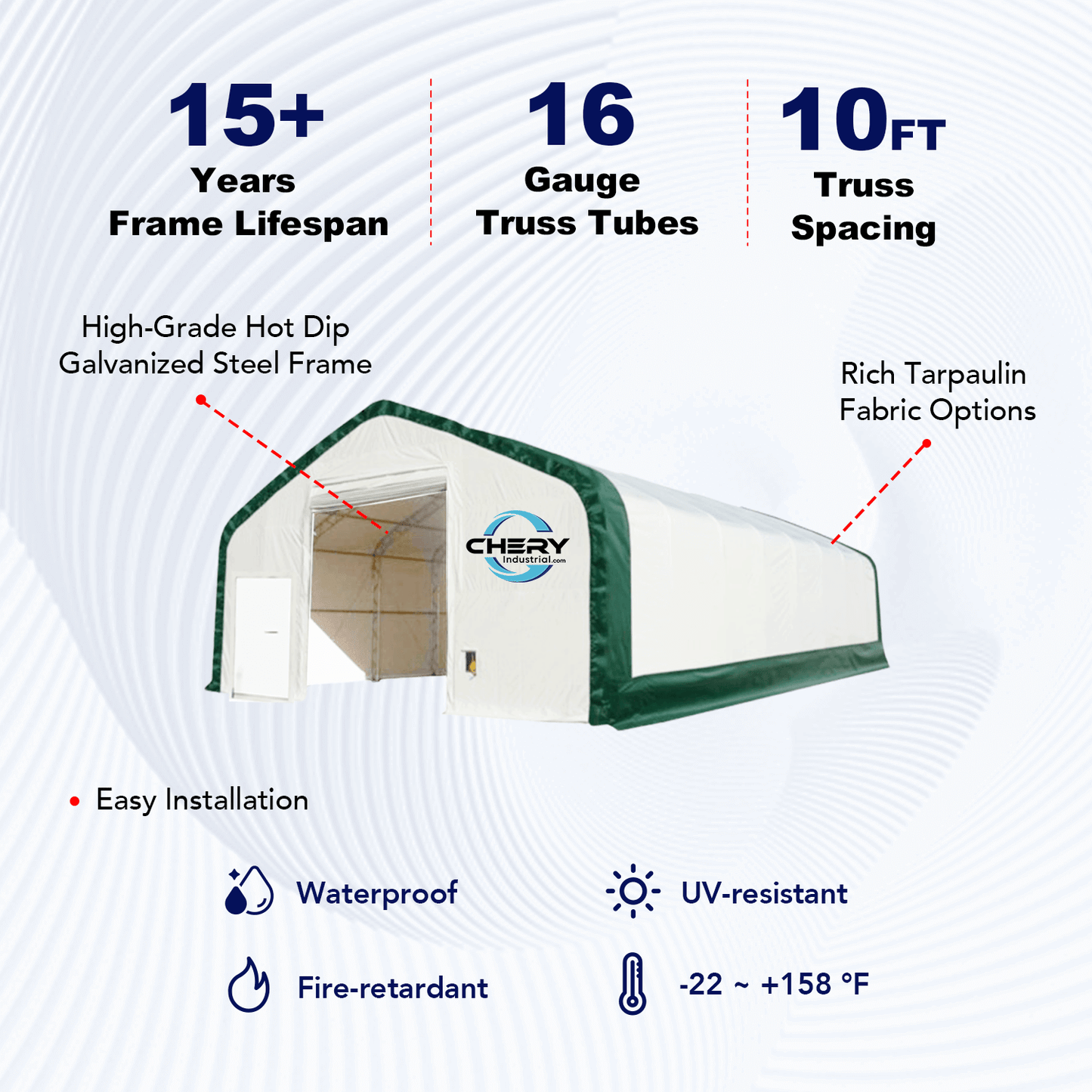 W 30FT x L 40FT x H 20FT Double Truss Storage Shelter
