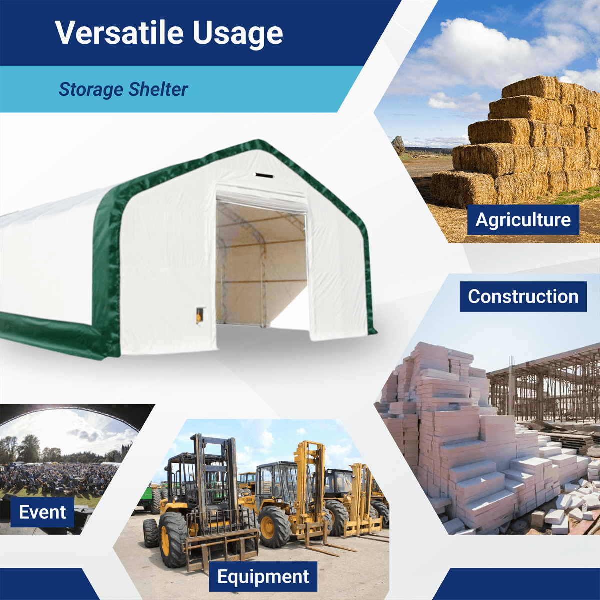 W 20FT x L 40FT x H 16FT Double Truss Storage Shelter