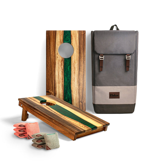 1ft x 2ft River Epoxy Resin With Live Edge Acacia Pathfinder Art Cornhole Board Set