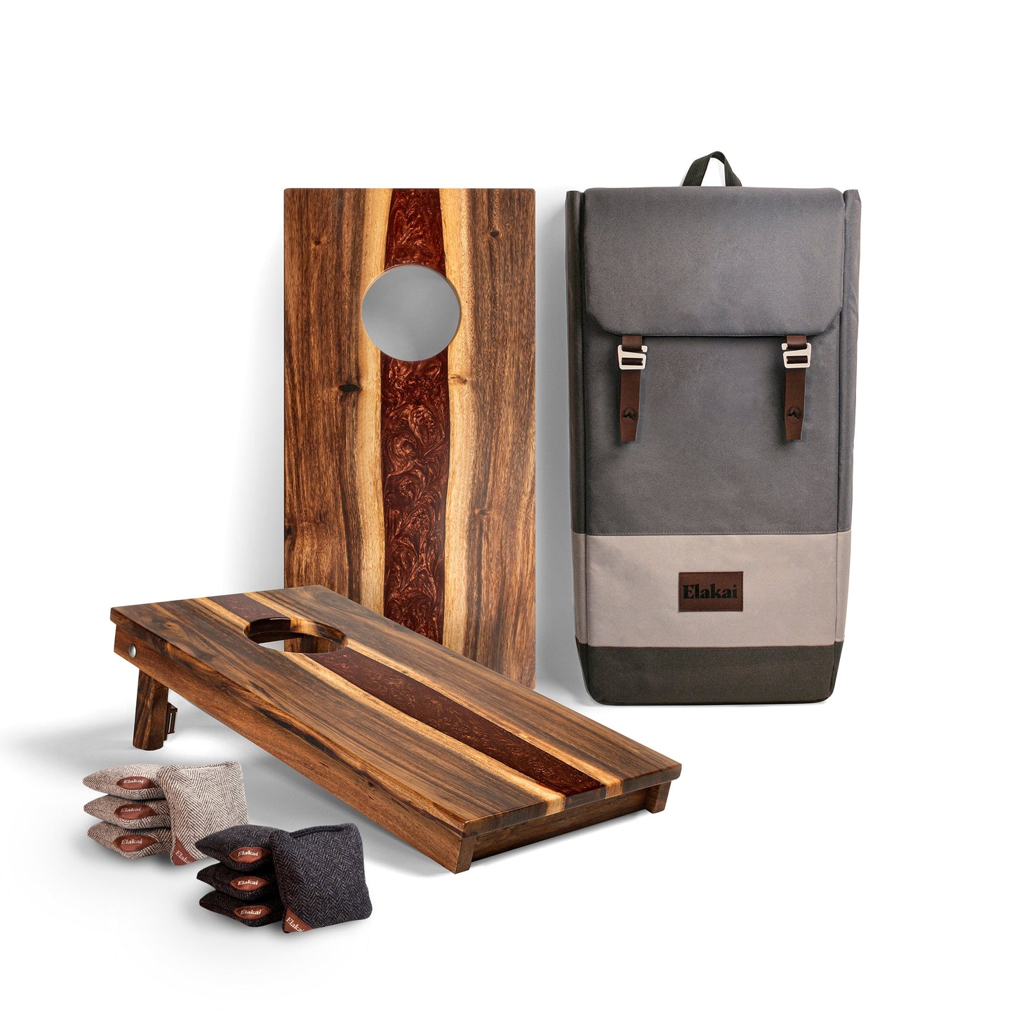 1ft x 2ft River Epoxy Resin With Live Edge Acacia Pathfinder Art Cornhole Board Set